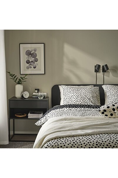 IKEA çift kişilik nevresim seti, siyah-beyaz, 240x220/50x60 cm