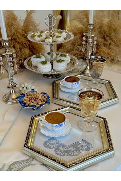 AuraStile طقم من صينيتين لتقديم الشاي والقهوة من أوسلو، صناعة يدوية، صينية تق...