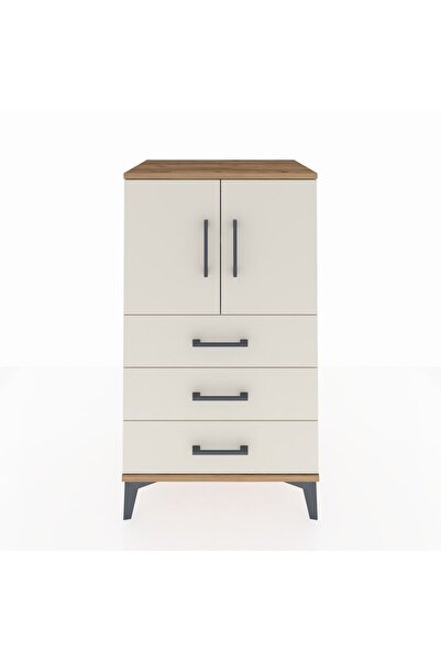 Dienni Hyperion Komodin 2 Raflı 3 Çekmeceli 2 Kapaklı 60x44x106 Çam-Aytaşı