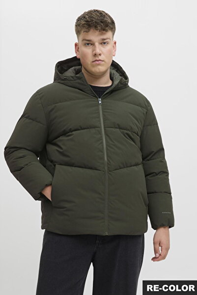 Jack & Jones Büyük Beden Kapüsonlu Puffer Ceket - Global