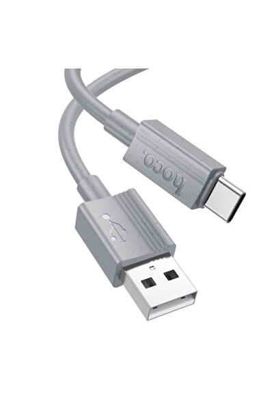 Hoco Cable for iPhone 15/16 and Android, USB to Type-C, X107, 3A Power, 1m, Silicone, Gray