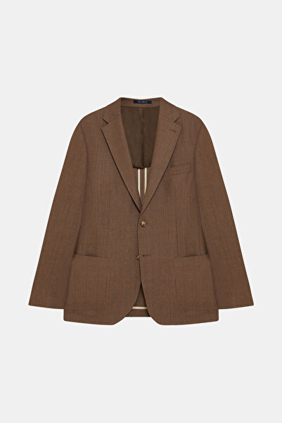 W Collection Brown Buttoned Linen Wool Jacket