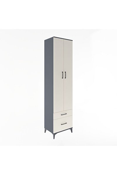 Dienni Hyperion Dolap 5 Raflı 2 Çekmeceli 2 Kapaklı 60x44x243 Antrasit-Aytaşı