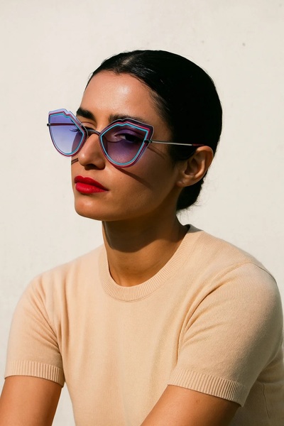 Emilio Pucci Sunglasses with polarized lenses and metal frame, Red, Silver, 64-15-140