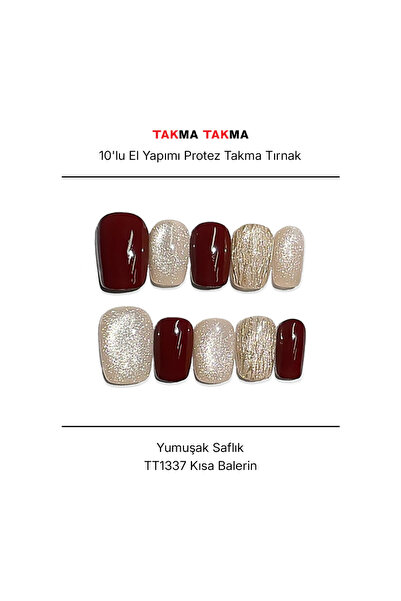Takma Takma 10'lu Bordo Kısa Balerin TT1337 Tekrar Kullanılabilir El Yapımı P...