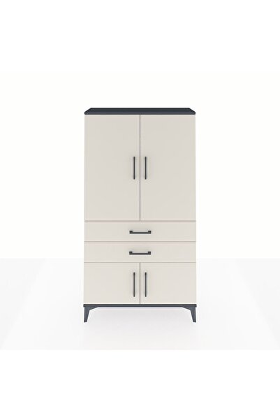 Dienni Arges Dolap Tek Raflı 2 Çekmeceli Tek Askılı 88x30x163 Antrasit-Aytaşı