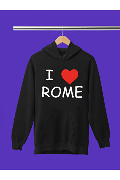 MAGORS سترة رياضية بقلنسوة مطبوعة عليها 'I LOVE ROME' من القطن بأكمام طويلة و...