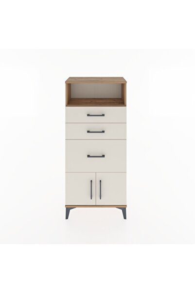 Dienni Hyperion Dolap Tek Raflı 3 Çekmeceli 2 Kapaklı 60x44x134 Çam-Aytaşı