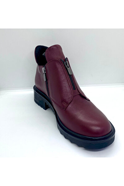 Stepka Shoes Cherry Hakiki Deri Kısa Kürklü Bot