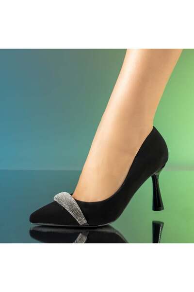 Modlet.ro Γυναικεία μαύρα Σουέτ Παπούτσι με τακούνι MOD13929