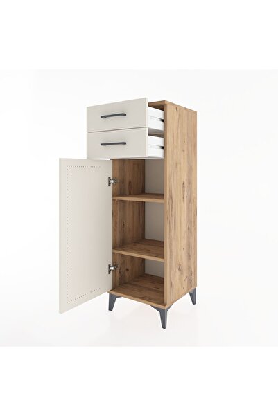 Dienni Hyperion Dolap 2 Raflı 2 Çekmeceli Tek Kapaklı 44x44x134 Çam-Aytaşı