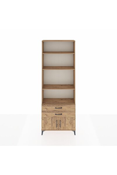 Dienni Arges Dolap 4 Raflı 2 Çekmeceli 2 Kapaklı 88x30x243 Çam-Çam