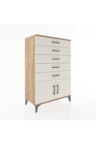 Dienni Hyperion Dolap 5 Çekmeceli 2 Kapaklı 88x44x134 Çam-Aytaşı