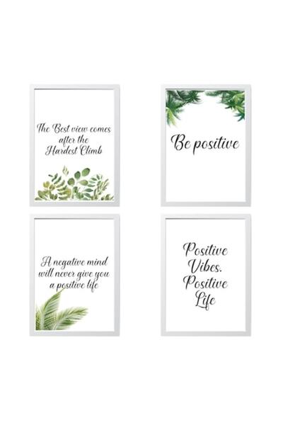 OEM Set 4 tablouri decorative cu mesaje motivaționale, Betaprint, A4, ramă albă