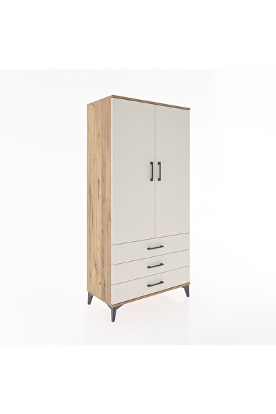 Dienni Hyperion Dolap Tek Raflı 3 Çekmeceli Tek Askılı 88x44x182 Çam-Aytaşı