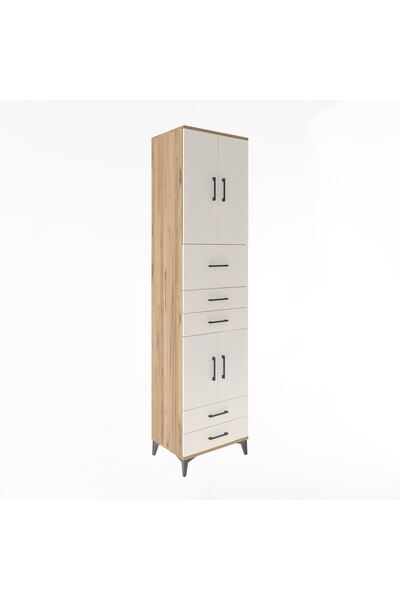 Dienni Hyperion Dolap 4 Raflı 5 Çekmeceli 4 Kapaklı 60x44x243 Çam-Aytaşı