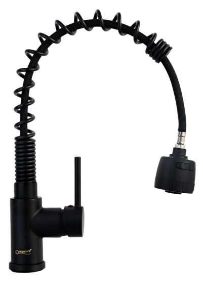 Trendy's Baterie bucatarie, negru mat para de dus extractabila