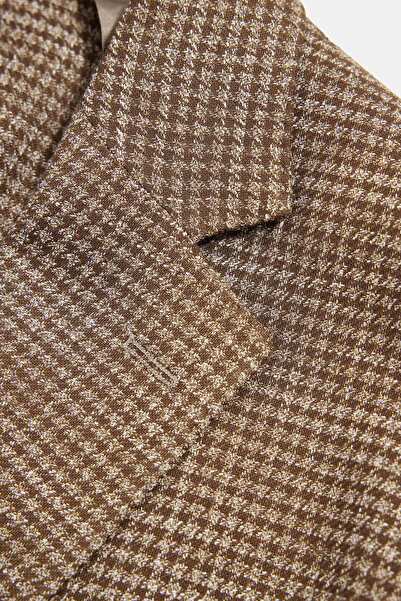 W Collection KAHVE DÜĞMELİ KETEN CEKET