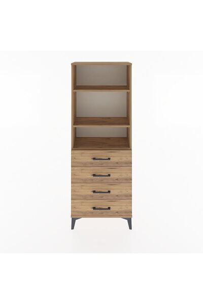 Dienni Arges Dolap 2 Raflı 4 Çekmeceli 60x30x163 Çam-Çam