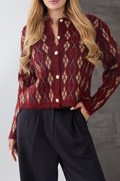 DPARİS Diamond Patterned Buttoned Knitwear Cardigan