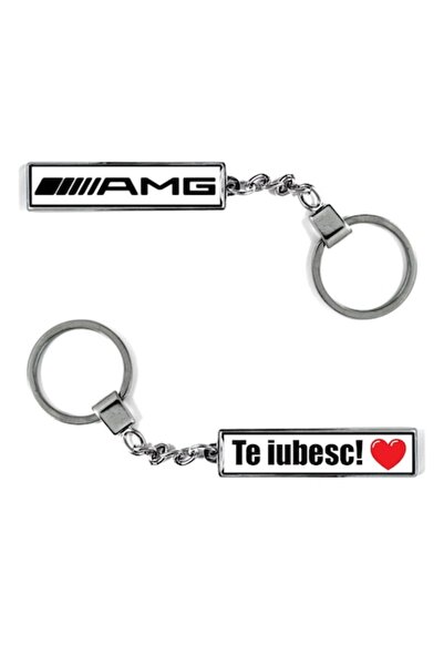 OEM Breloc metalic cu logo-ul Auto AMG și mesajul „Te iubesc”, Betaprint, arg...