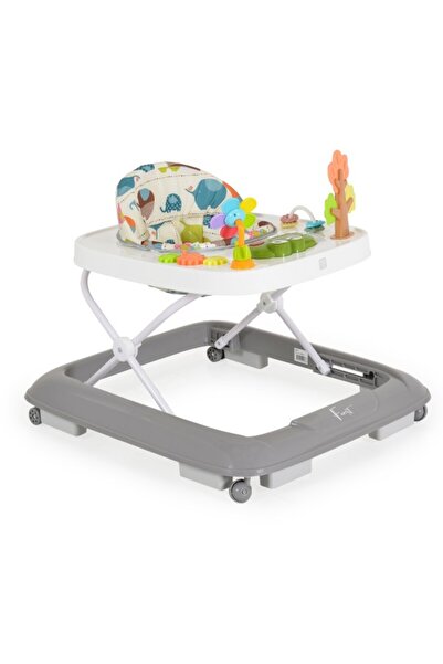 Moni Baby Walker Forest Grey – Interactive Panel with Sounds and Melodies, Adjustable Heights, Fol