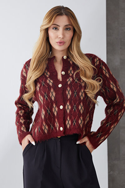 DPARİS Diamond Patterned Buttoned Knitwear Cardigan