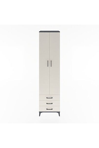 Dienni Hyperion Dolap 5 Raflı 3 Çekmeceli 2 Kapaklı 60x44x243 Antrasit-Aytaşı
