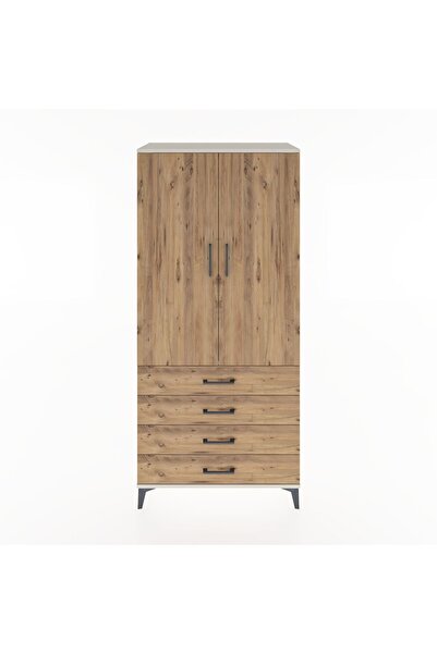 Dienni Hyperion Dolap 2 Raflı 4 Çekmeceli Tek Askılı 88x44x195 Aytaşı-Çam