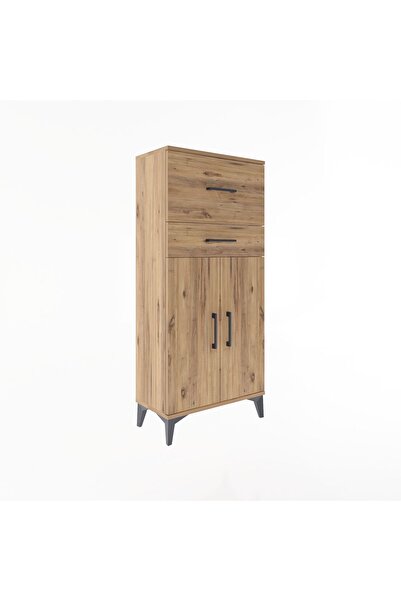 Dienni Arges Dolap Tek Raflı 2 Çekmeceli 2 Kapaklı 60x30x134 Çam-Çam