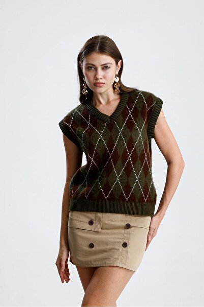 Rawanda Women's Diamond Patterned Soft Knit Sweater