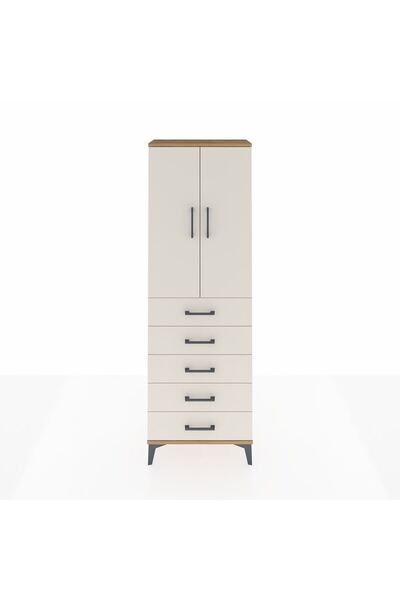 Dienni Arges Dolap Tek Raflı 5 Çekmeceli Tek Askılı 60x30x182 Çam-Aytaşı
