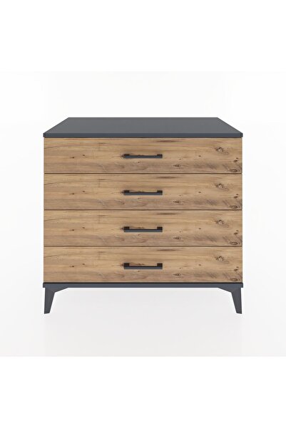 Dienni Hyperion Şifonyer 4 Çekmeceli 88x44x80 Antrasit-Çam