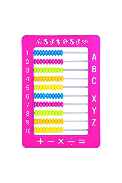 NEBO Abac din plastic pentru copii cu litere, cifre și semne matematice, roz