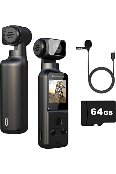 genernic 4K Body Camera with External Microphone, Mini Video & Audio Pocket Cam 270° Rotation Camera for Out