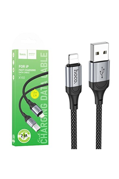 Hoco Cablu Date si Incarcare (X102), USB-A la Lightning, 2.4A, Braided, 1.2m, Black