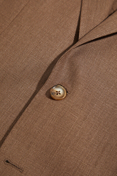 W Collection Brown Buttoned Linen Wool Jacket