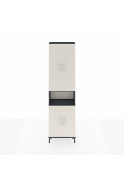 Dienni Arges Dolap 3 Raflı 4 Kapaklı Tek Askılı 60x30x221 Antrasit-Aytaşı