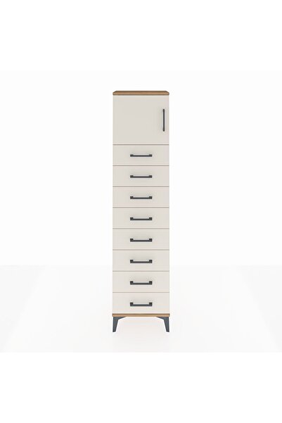 Dienni Arges Dolap Tek Raflı 8 Çekmeceli Tek Kapaklı 44x30x182 Çam-Aytaşı
