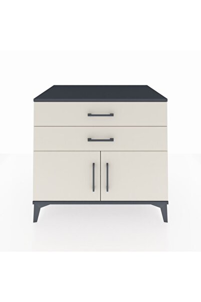 Dienni Kronos Şifonyer Tek Raflı 2 Çekmeceli 2 Kapaklı 88x59x80 Antrasit-Aytaşı