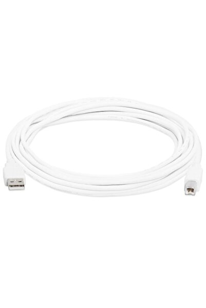 OEM USB Printer Cable USB A to USB B, Compatible with Epson and Canon Printers, Black, 3m, White