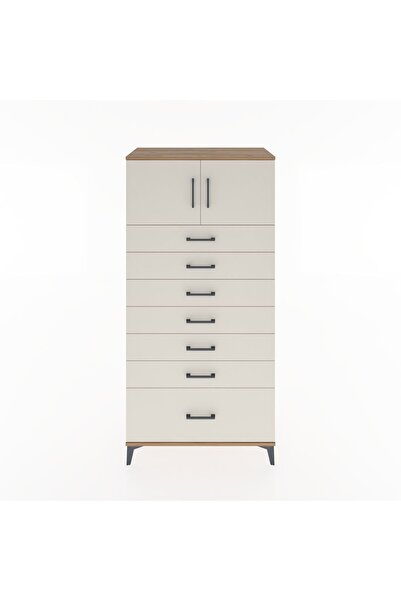 Dienni Hyperion Dolap Tek Raflı 7 Çekmeceli 2 Kapaklı 88x44x182 Çam-Aytaşı