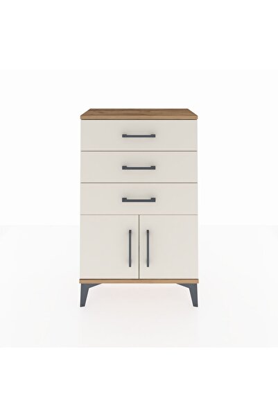 Dienni Arges Komodin 3 Çekmeceli 2 Kapaklı 60x30x96 Çam-Aytaşı