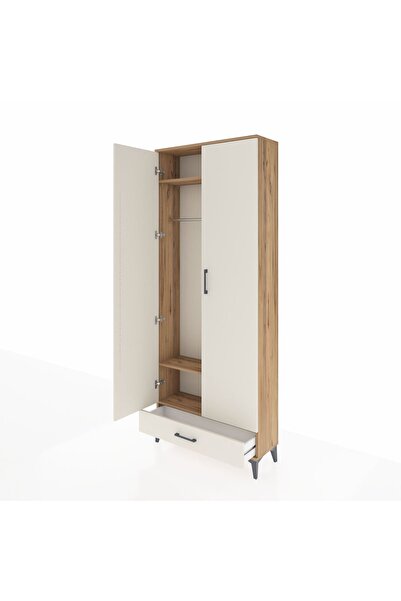 Dienni Arges Dolap 3 Raflı Tek Çekmeceli Tek Askılı 88x30x221 Çam-Aytaşı