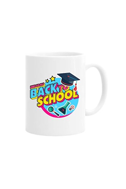 OEM Cana personalizata welcome back to school, 330ml, alba, ceramica