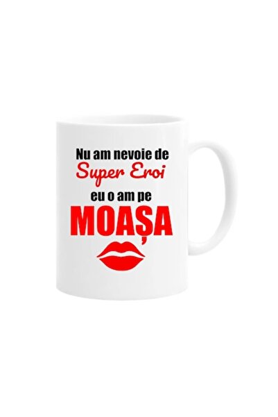 OEM Cană personalizată „Nu am nevoie de supereroi, am moașa mea”, 330ml, albă...