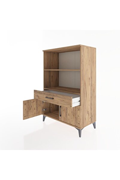 Dienni Hyperion Dolap 2 Raflı Tek Çekmeceli 2 Kapaklı 88x44x134 Çam-Çam
