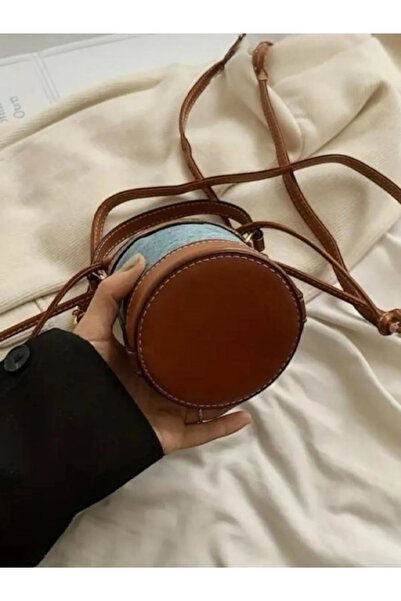 ÇANTA Mini Lightweight Pu Bucket Teenager Handbag Denim Brown Blue Lipstick Makeup Bag Diagonal Shoulder