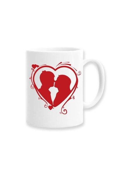 OEM Cană personalizată pentru cupluri, model inimă roșie, Betaprint, 330 ml, ...