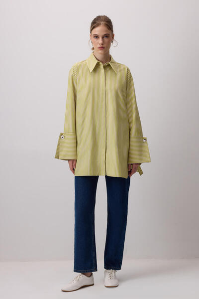 Touché Privé GENİŞ MANŞETLİ ÇİZGİLİ GÖMLEK